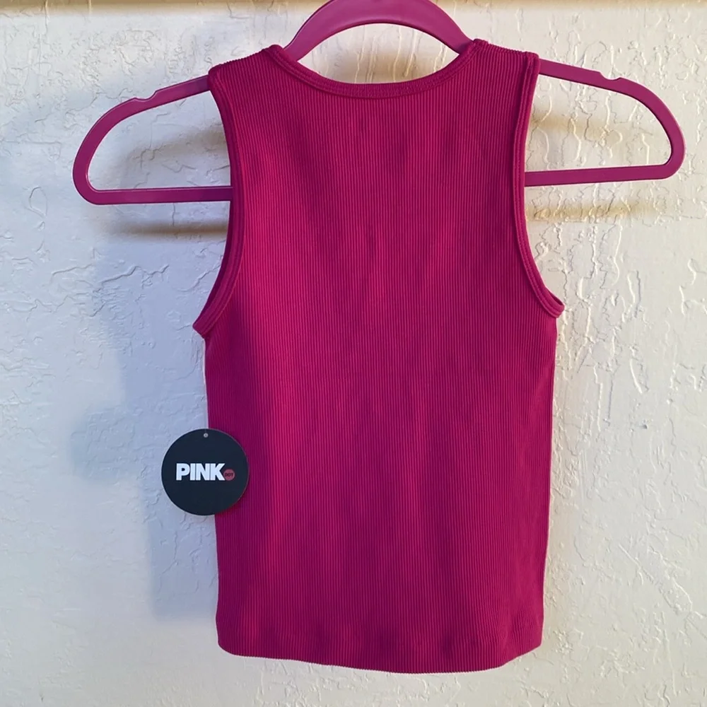 PINK DOT Rhinestone Ribbed Crop Tank Top - Picture 4 of 4